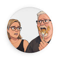 Cartoon Couple Eating Pancakes Button Magnet