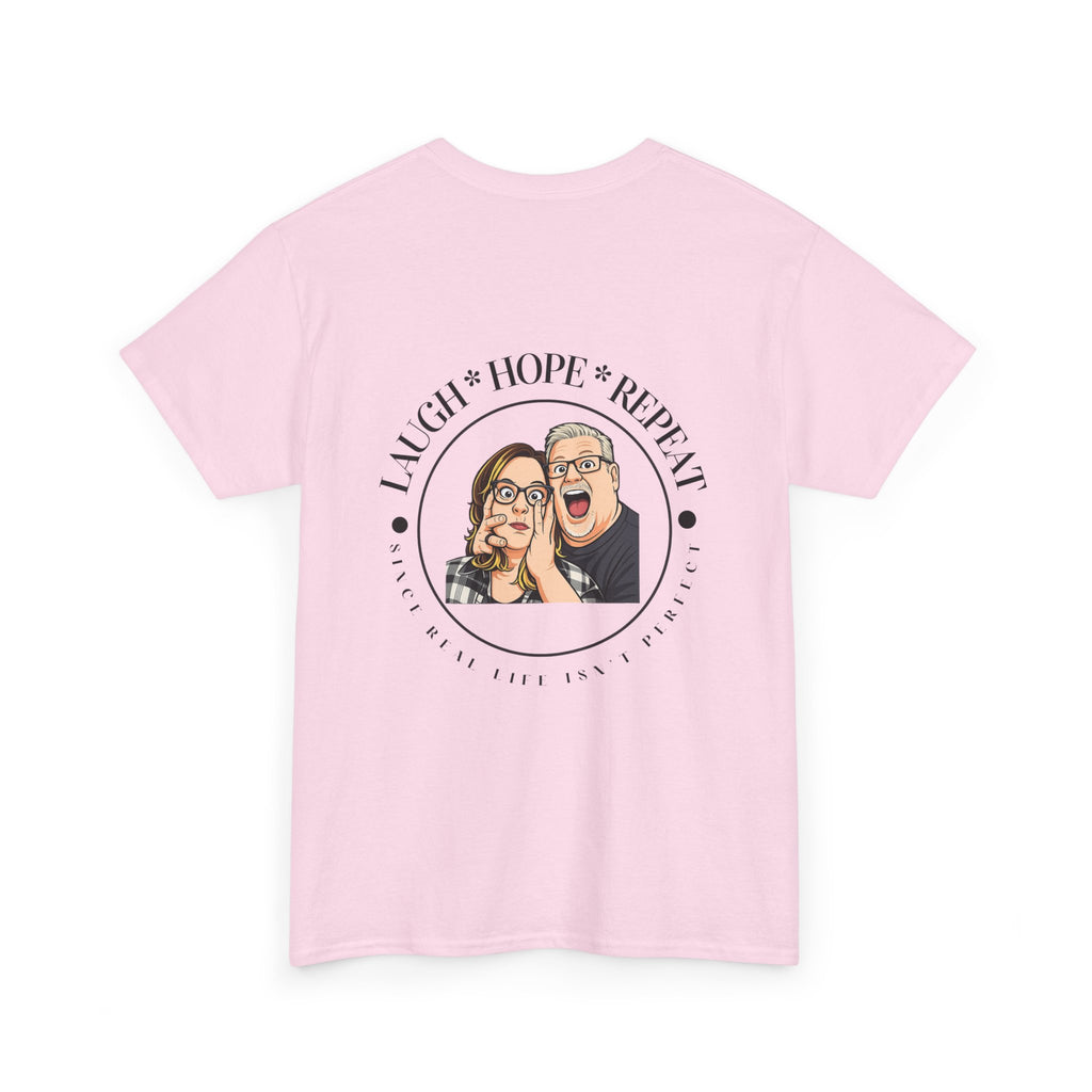 Laugh Hope Repeat T-Shirt | Illustrated Couple Portrait Tee