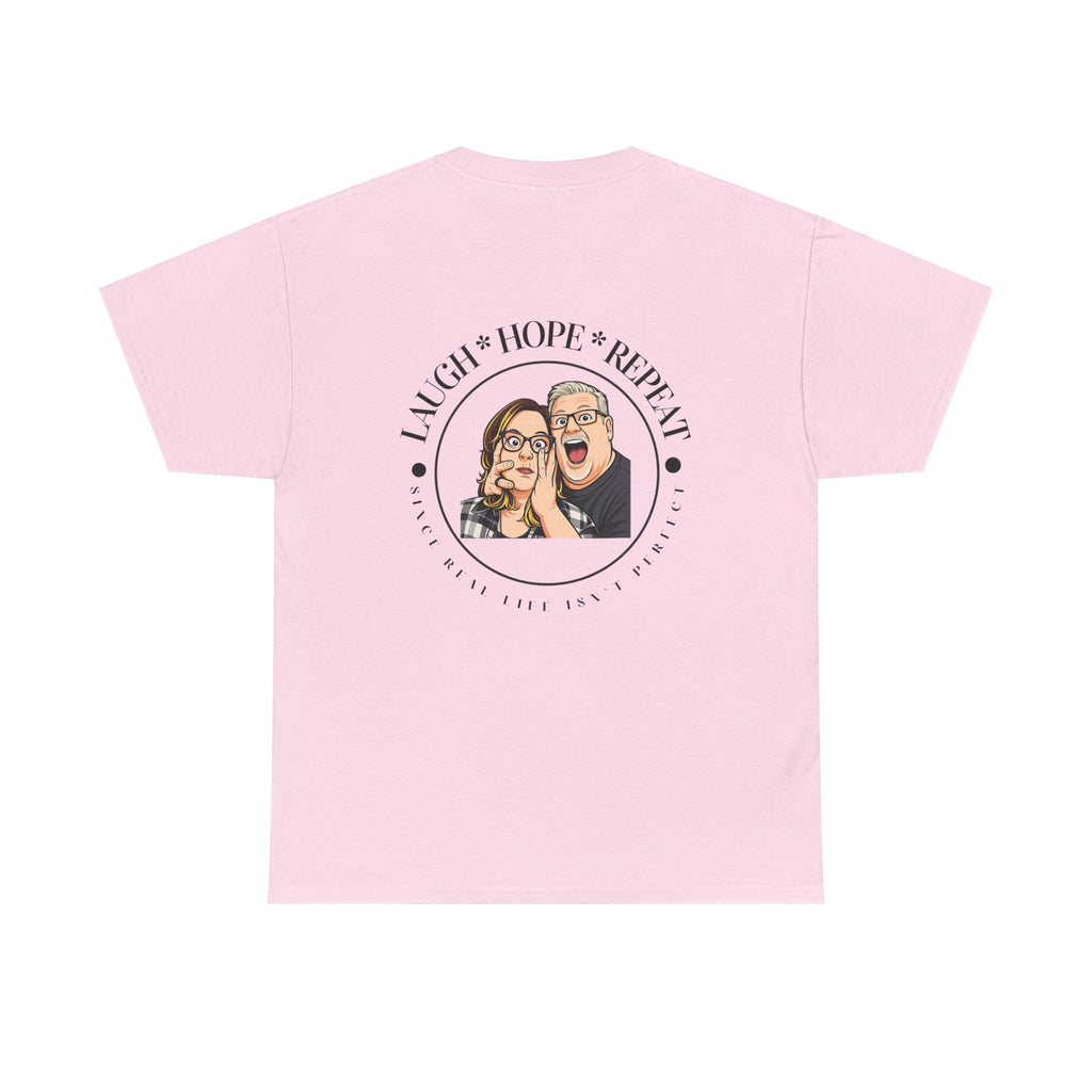 Laugh Hope Repeat T-Shirt | Illustrated Couple Portrait Tee
