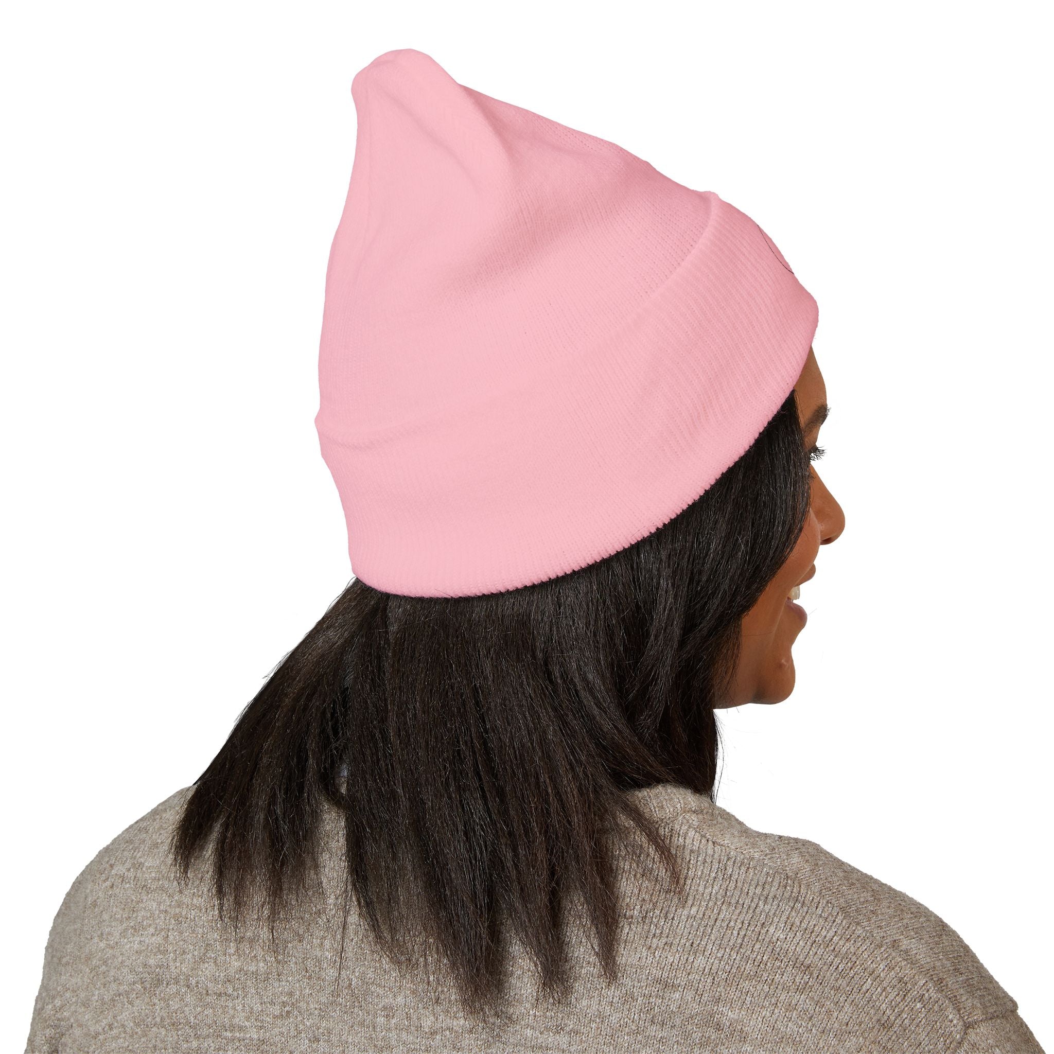 Distressed Circle Monogram beanie | Cuffed Embroidered Beanie