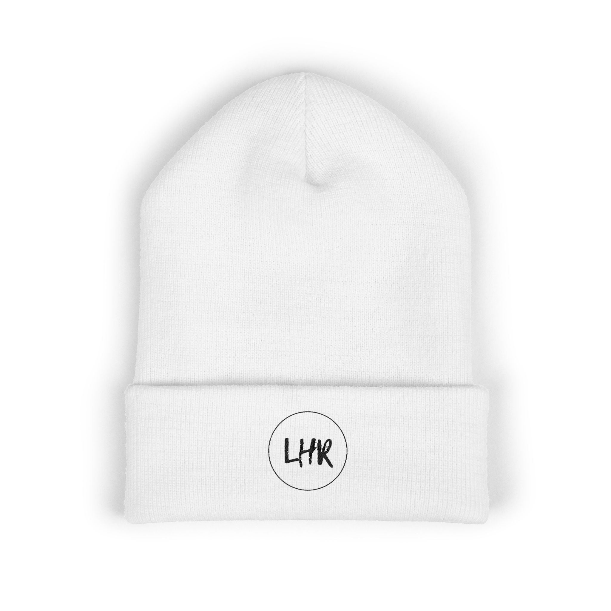 Distressed Circle Monogram beanie | Cuffed Embroidered Beanie