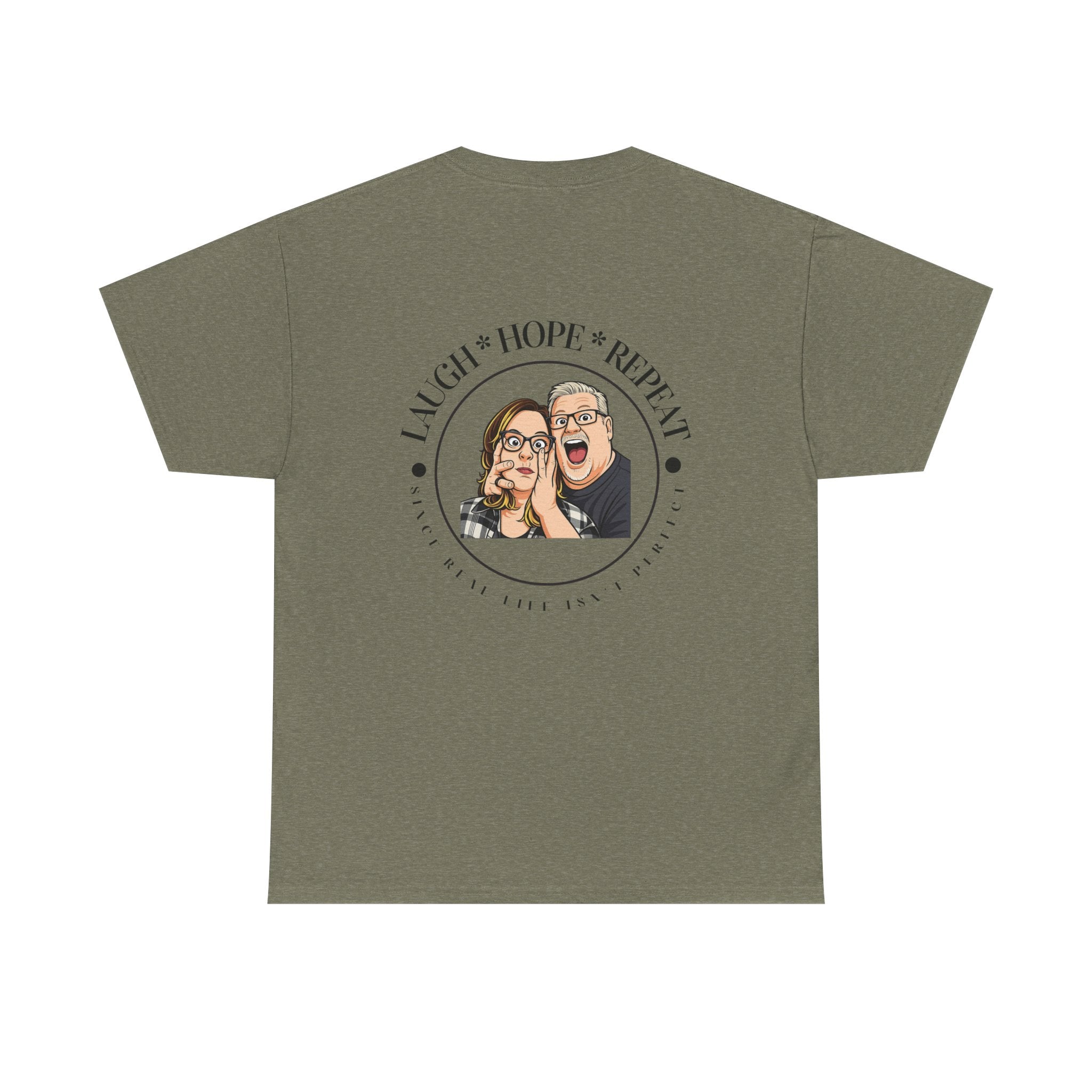 Laugh Hope Repeat T-Shirt | Illustrated Couple Portrait Tee