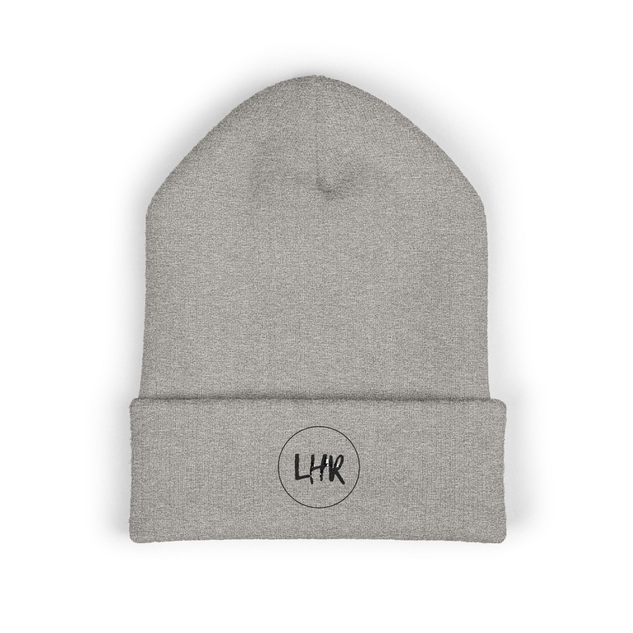 Distressed Circle Monogram beanie | Cuffed Embroidered Beanie