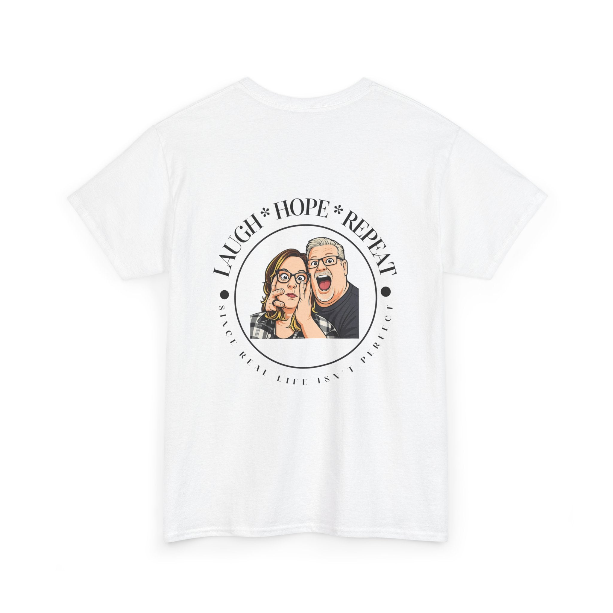 Laugh Hope Repeat T-Shirt | Illustrated Couple Portrait Tee