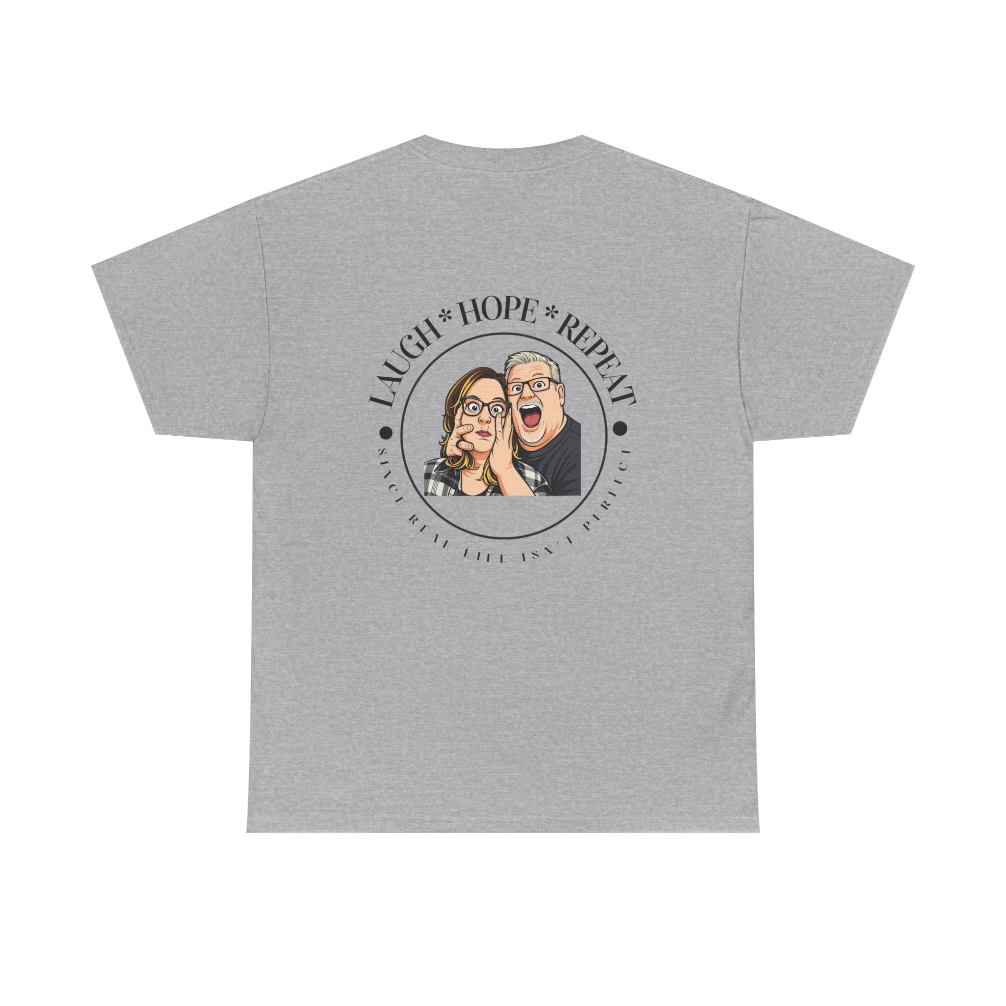 Laugh Hope Repeat T-Shirt | Illustrated Couple Portrait Tee