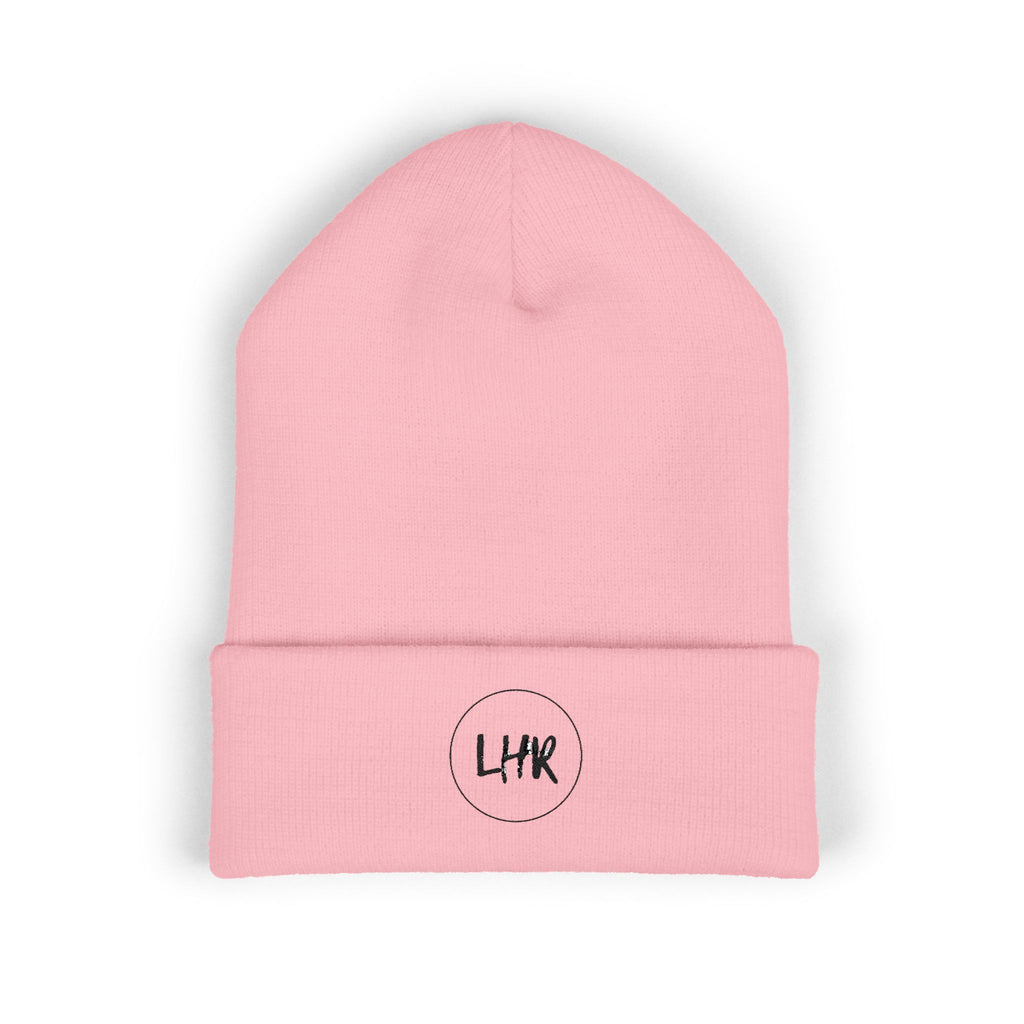 Distressed Circle Monogram beanie | Cuffed Embroidered Beanie