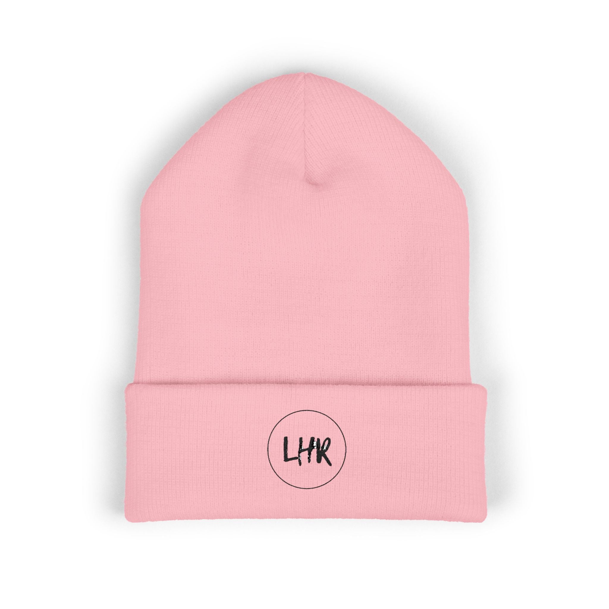 Distressed Circle Monogram beanie | Cuffed Embroidered Beanie