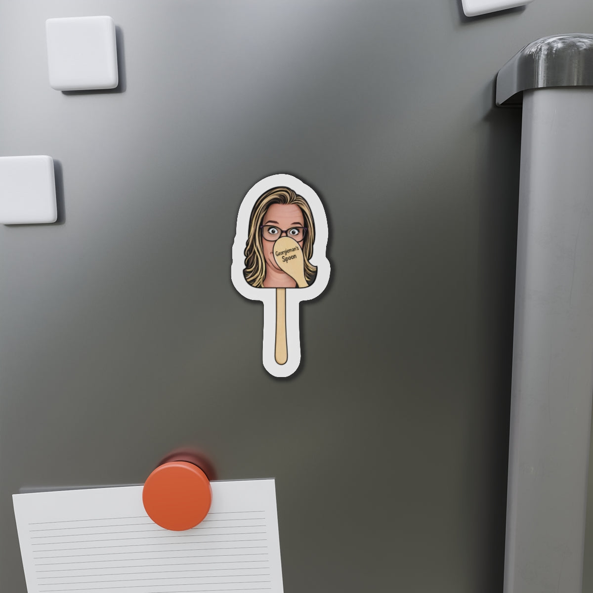 Woman with Spoon Face Die-Cut Magnet | Personalized Kitchen Magnet
