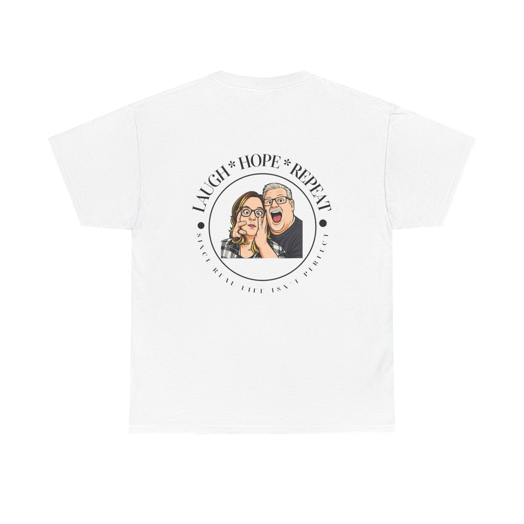 Laugh Hope Repeat T-Shirt | Illustrated Couple Portrait Tee