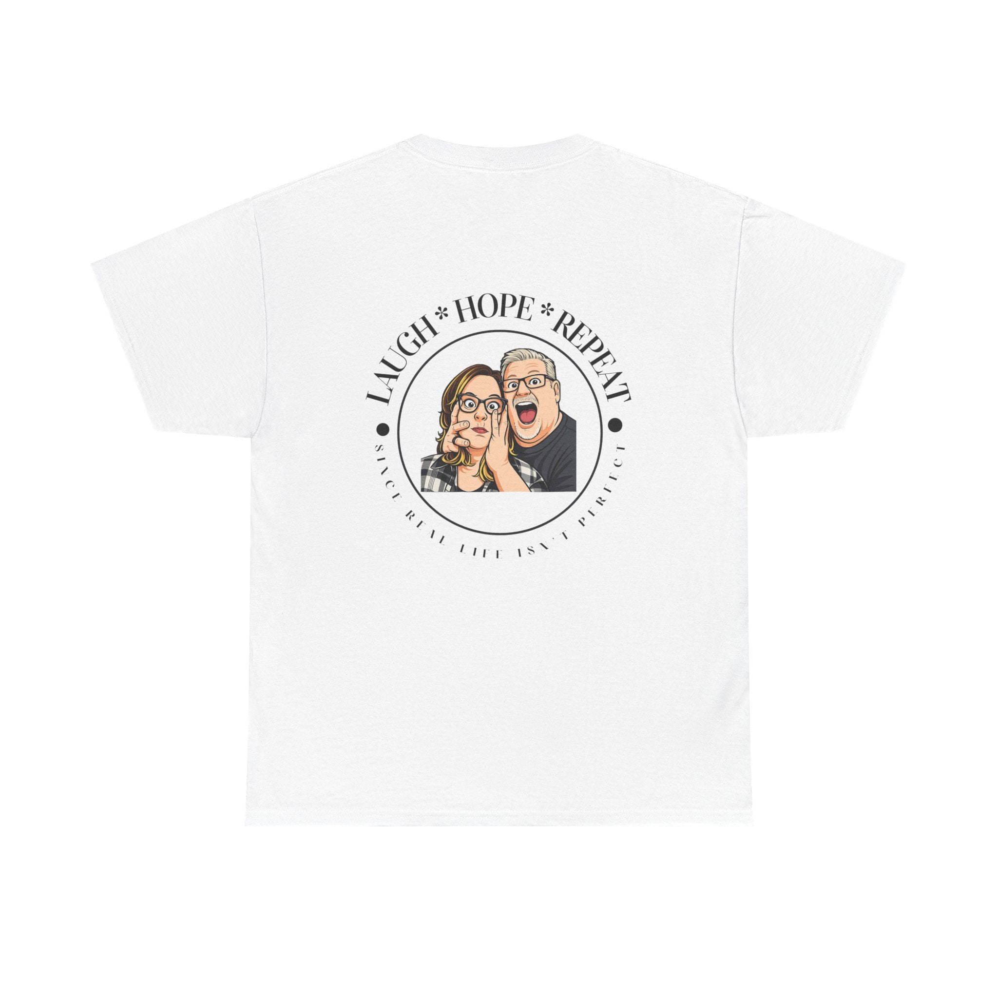 Laugh Hope Repeat T-Shirt | Illustrated Couple Portrait Tee