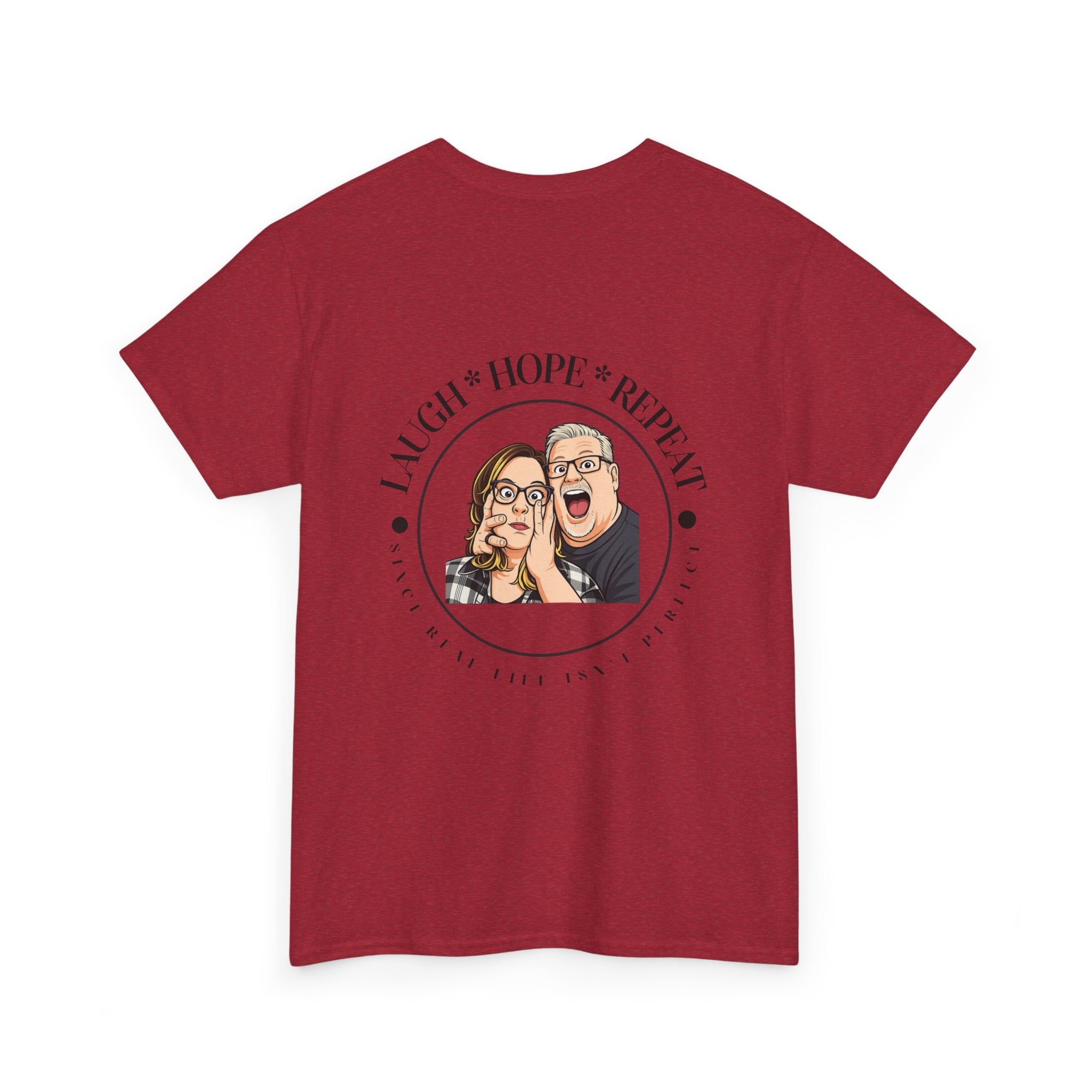 Laugh Hope Repeat T-Shirt | Illustrated Couple Portrait Tee