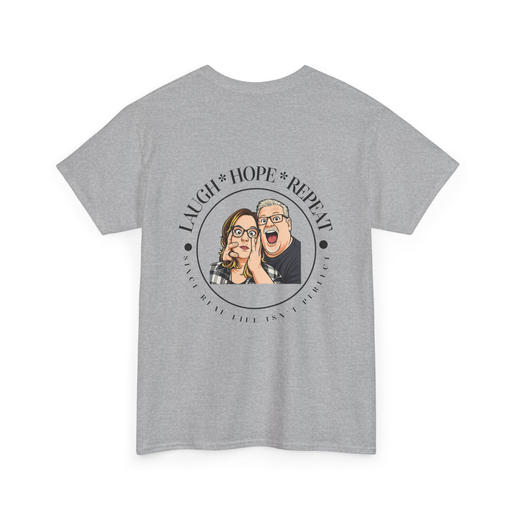Laugh Hope Repeat T-Shirt | Illustrated Couple Portrait Tee