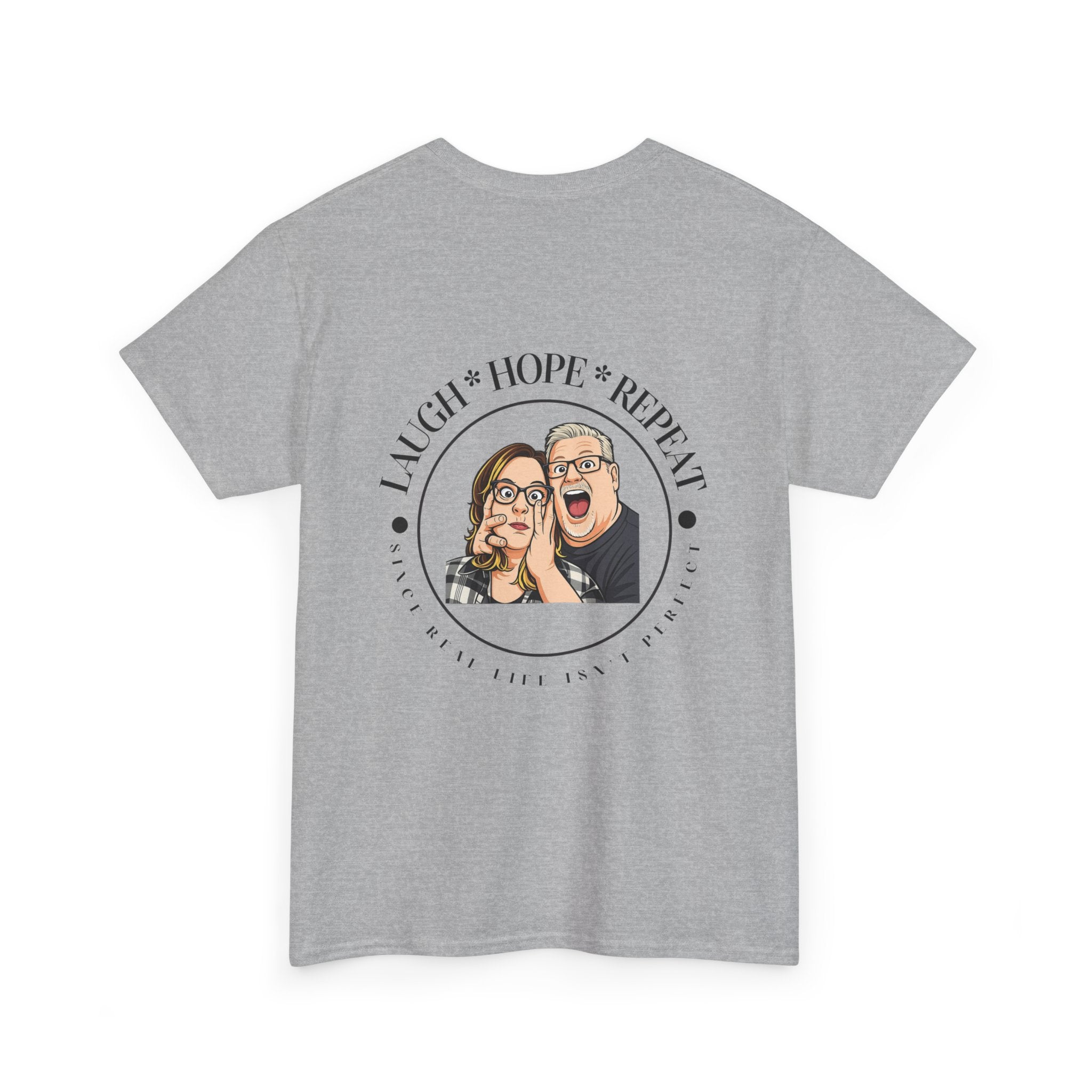 Laugh Hope Repeat T-Shirt | Illustrated Couple Portrait Tee
