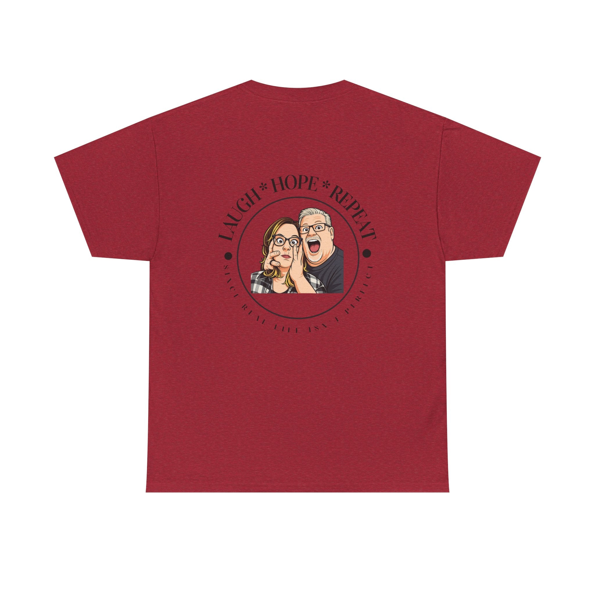 Laugh Hope Repeat T-Shirt | Illustrated Couple Portrait Tee
