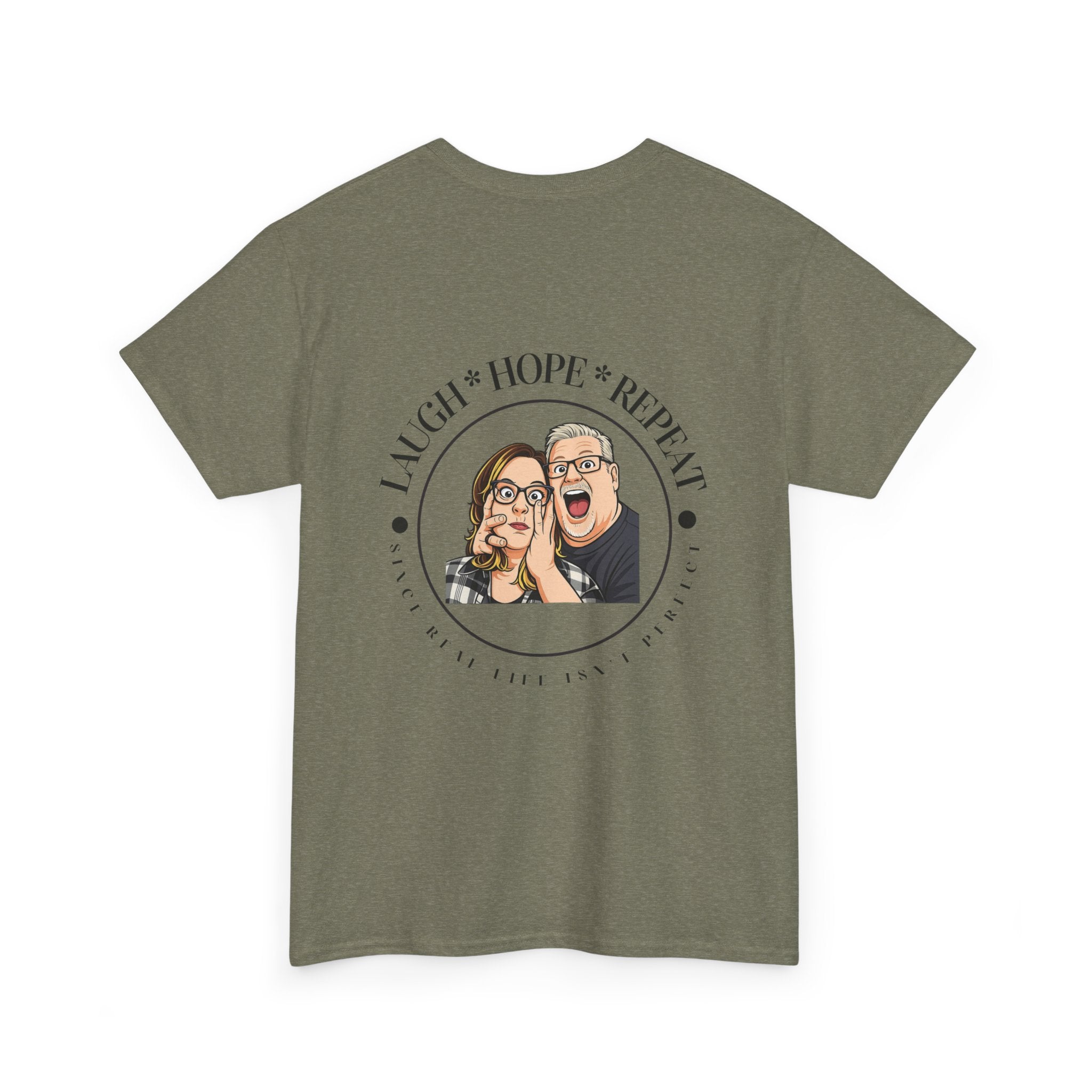 Laugh Hope Repeat T-Shirt | Illustrated Couple Portrait Tee