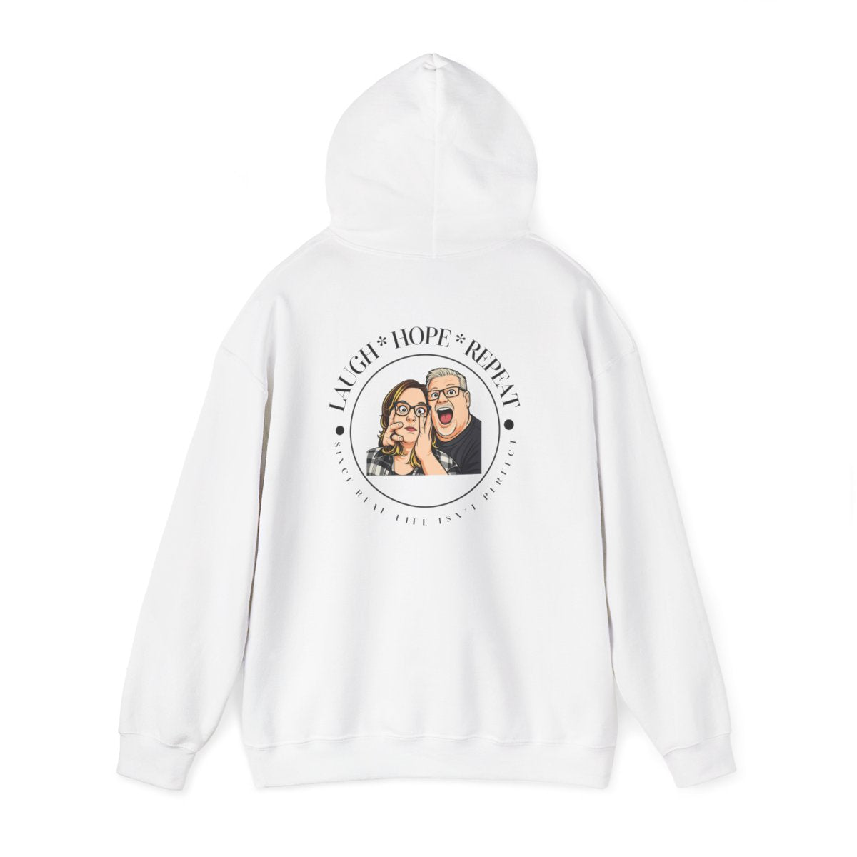 Laugh & Repeat Hoodie | Illustrated Couple Portrait, Personalized Pop Art