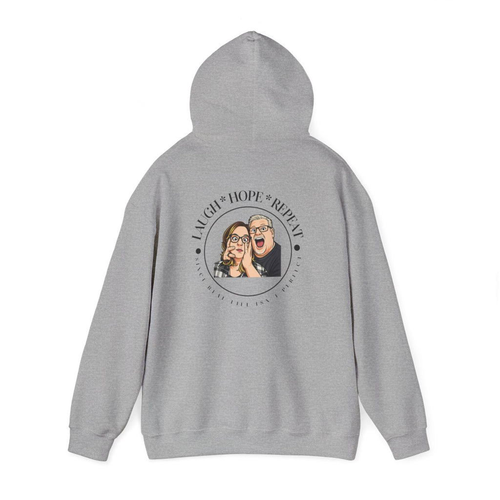 Laugh & Repeat Hoodie | Illustrated Couple Portrait, Personalized Pop Art