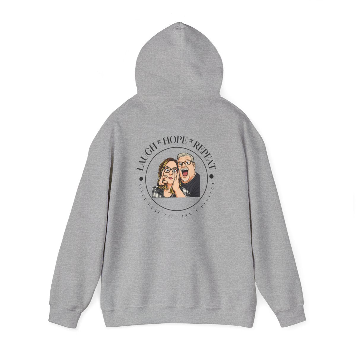 Laugh & Repeat Hoodie | Illustrated Couple Portrait, Personalized Pop Art