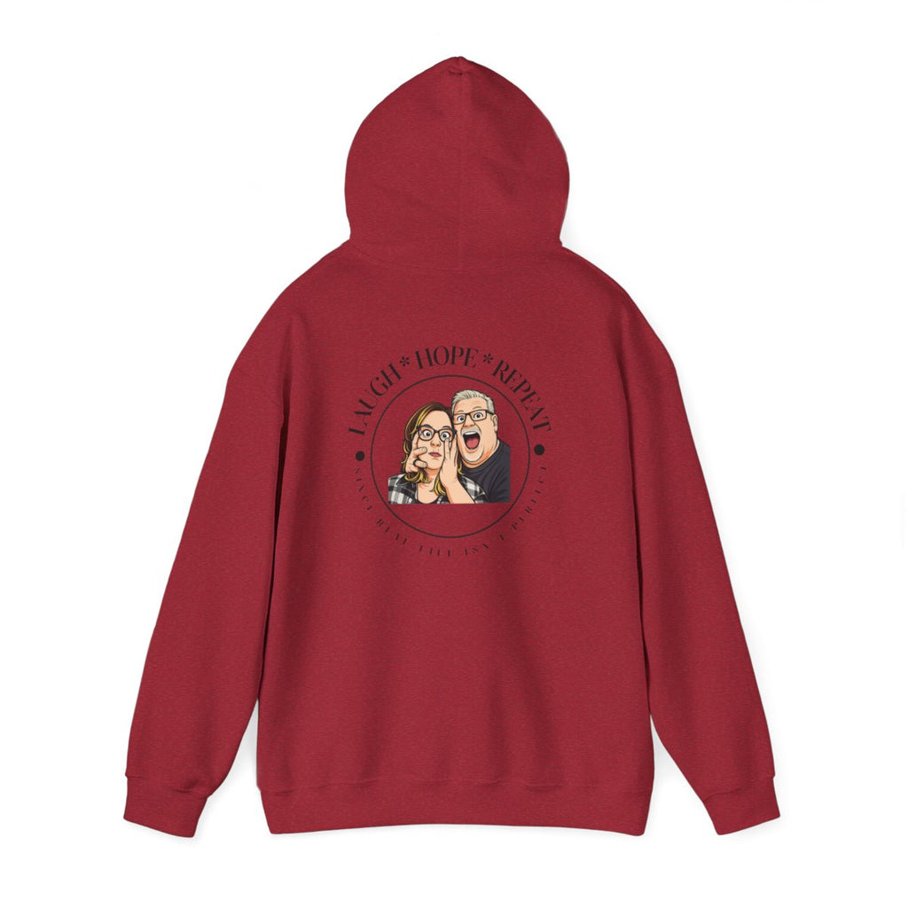 Laugh & Repeat Hoodie | Illustrated Couple Portrait, Personalized Pop Art